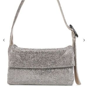 Glamorous Silver Embellished Shoulder Bag